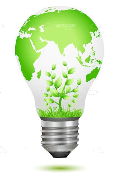 Lightbulb with Word Map and Plant Growing Inside